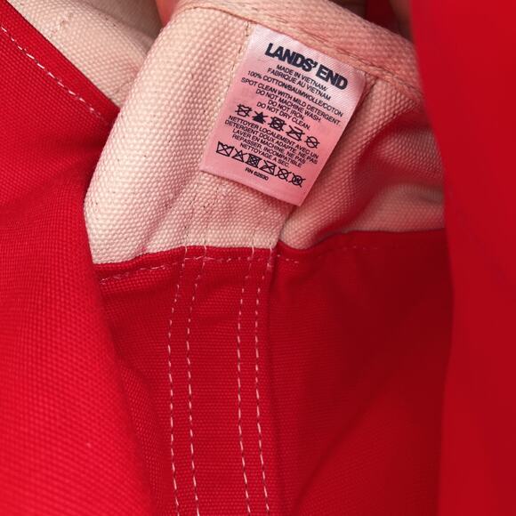 Lands End Christmas embroidered 2 Turtle Doves LARGE Canvas Tote Bag Zip Closei’ - Picture 4 of 15